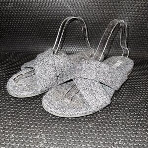 FitFlop Women's Love Gray Marled Gracie Merino Wool Cross Slides Size 10